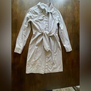 Lovely Gray with White Striped Dress